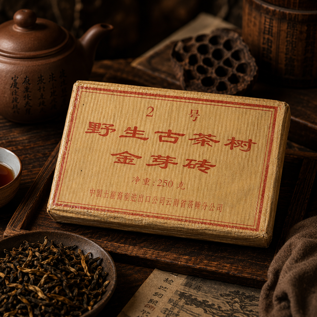 2003 Wild Gushu Golden Buds Ripe Tea Brick